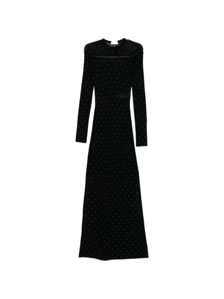 Długa sukienka maxi Rabanne z ćwiekami garniturowa czarna
