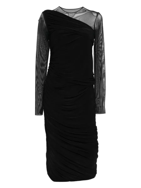 Костюм макси рокля Norma Kamali с драперии до коляното черно