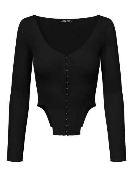 Lniany top Elena Velez czarny