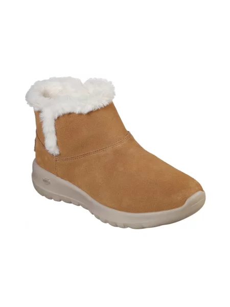 Botki Skechers ze sztucznego futra brązowe