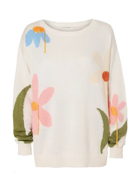 TATUUM Pulover May albastru deschis / oliv / roz / murdar alb