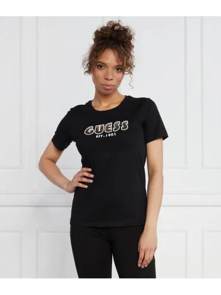 GUESS Tricou SS CN SHADED LOGO TEE negru