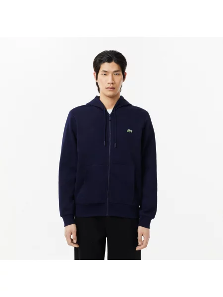 Lacoste Bluza Z Kapturem Zapinana Na granatowa