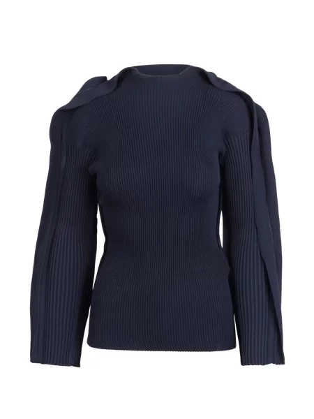 Pulover Issey Miyake tricotate cu volane albastru