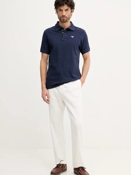 Клетчатое поло Barbour с аппликацией черное