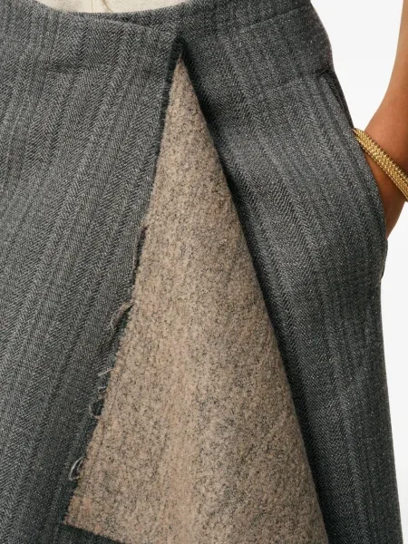 Fustă Ami Paris cu model herringbone gri