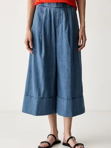 United Colors of Benetton kalhoty culottes s bavlnou modré