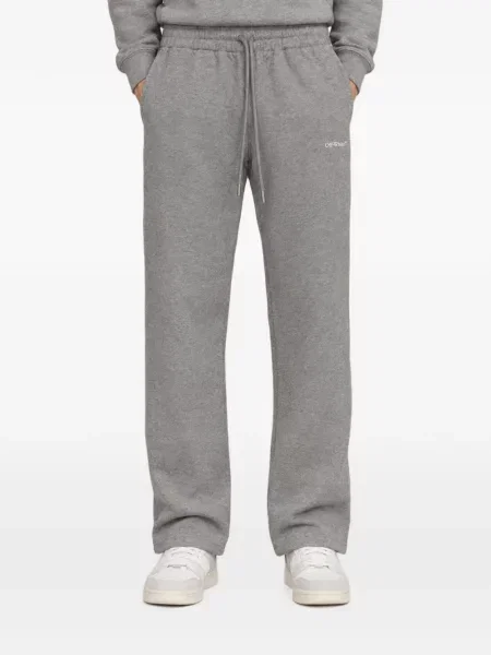 Pantaloni Off-white cu imagine alergare cu cordon alb