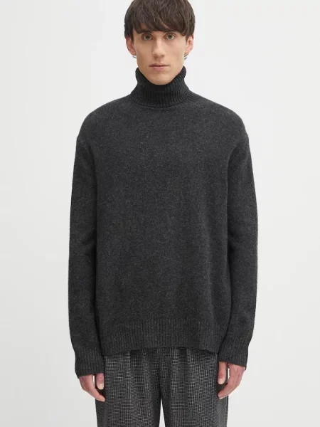 Vlněný svetr A.P.C. Pull Mahe pánský s golfem šedá