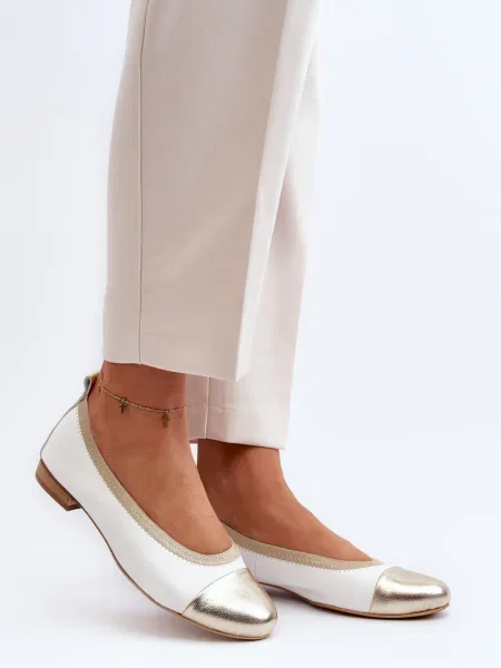 Kožené baleríny Zazoo zlaté
