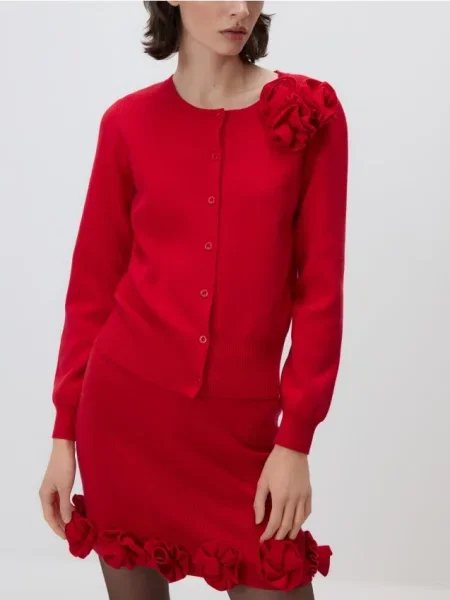 Reserved Кардиган з аплікацією червоний