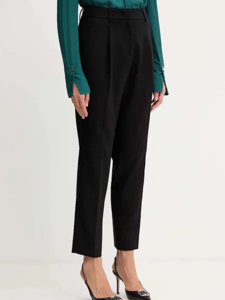 Weekend Max Mara pantaloni din lână CALDAIA negru