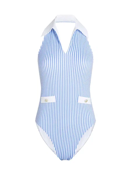 Karl Lagerfeld Costum de baie întreg albastru deschis alb