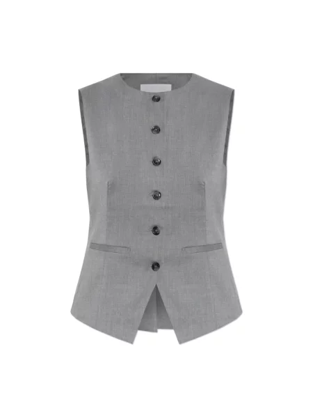 Samsøe Samsøe kamizelka garniturowa Saruma Kobiety Sztuczne włókno marmurkowy S szary