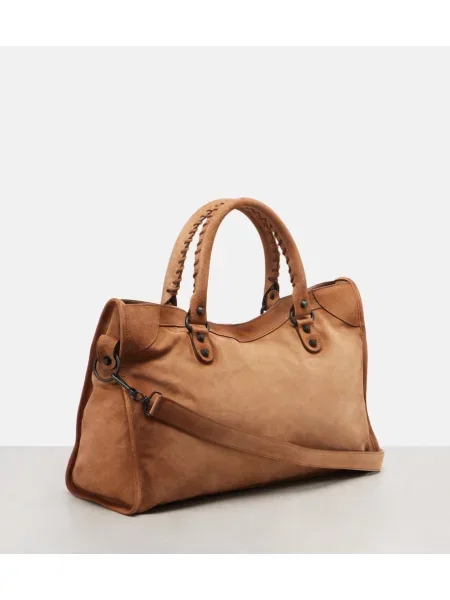 Geantă shopper Balenciaga din piele de căprioară bej