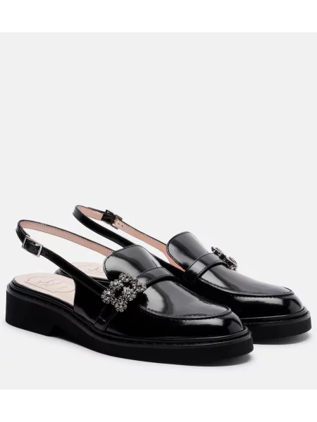 Кожени лоуфъри Roger Vivier с отворена пета черно