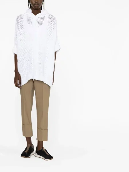 Chunky top Brunello Cucinelli s kapucí bílý