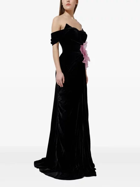 Gėlėtas kostiumas suknele Iris Serban velvetinis juoda