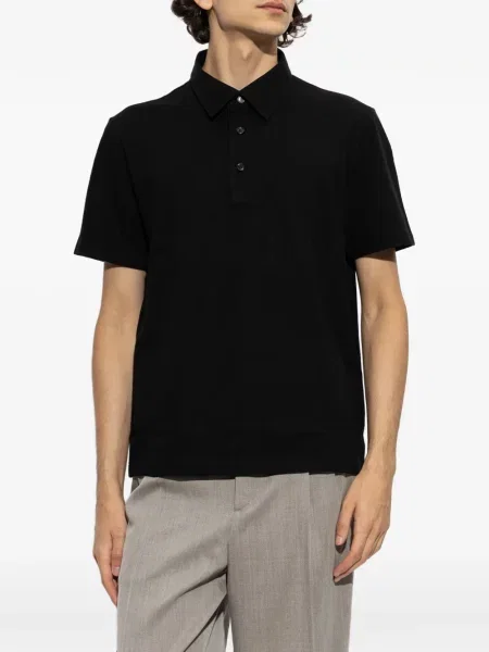 Tricou polo Brioni cu broderie negru