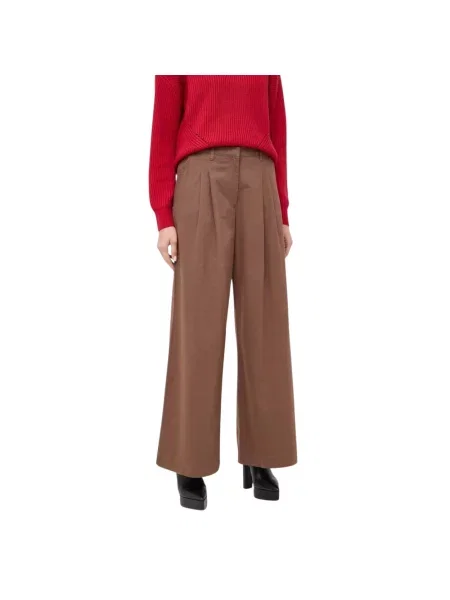 Pinko spodnie szerokie high waist brązowy