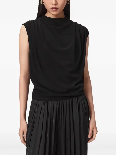 Top Allsaints fără mâneci drapat negru