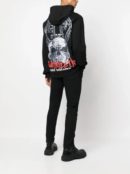 Hanorac cu glugă Philipp Plein cu imagine negru