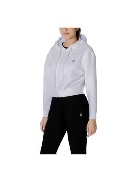 Bluza z kapturem Armani Exchange z kapturem o krotszym kroju biała