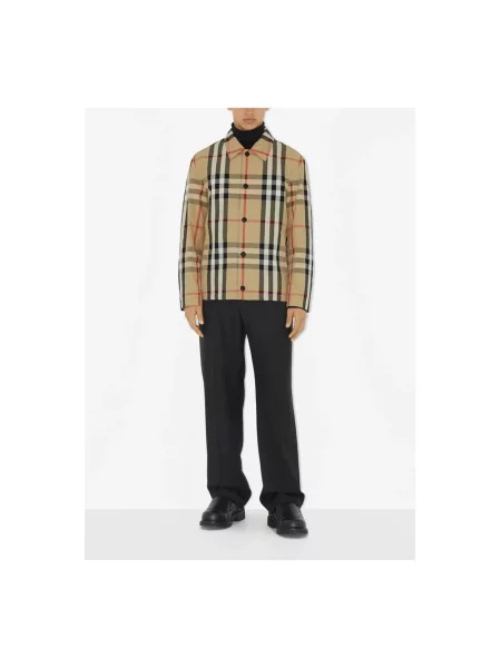 Kurtka Burberry wełniana w kratę beżowa