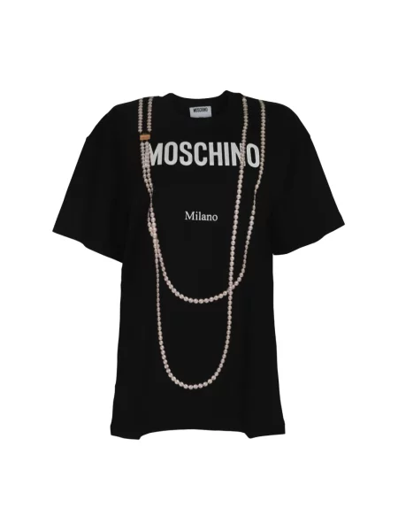Koszulka Moschino z nadrukiem z dżerseju czarna