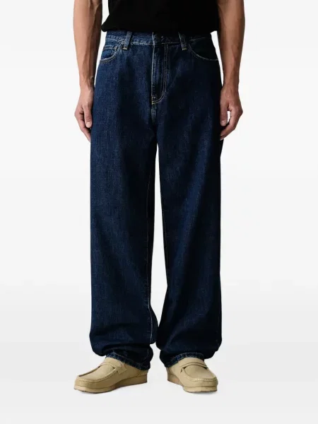 Blugi cu picior larg Carhartt Wip cu autograf albastru