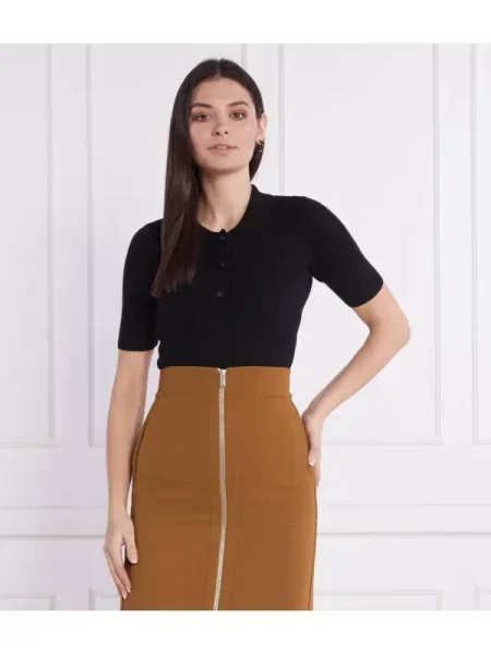 Trussardi Gyapjú tenisz póló kasmír hozzáadásával fekete