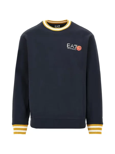 Hanorac Ea7 Emporio Armani cu dungi cu imagine albastru