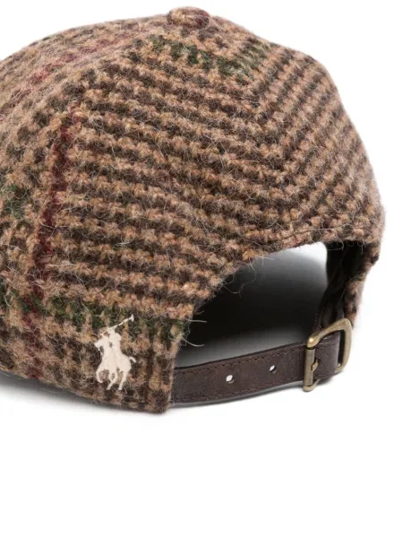 Vunena kapa Polo Ralph Lauren karirana s printom crna