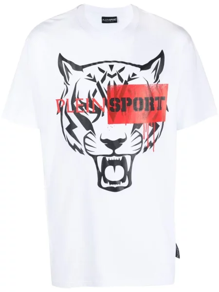 Tricou Plein Sport cu imagine scurt alb