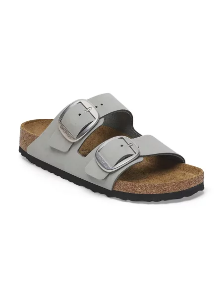 Klapki Birkenstock skórzane na sprzączkę zielone