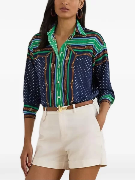 Cămașă Lauren Ralph Lauren cu buline cu imagine albastru