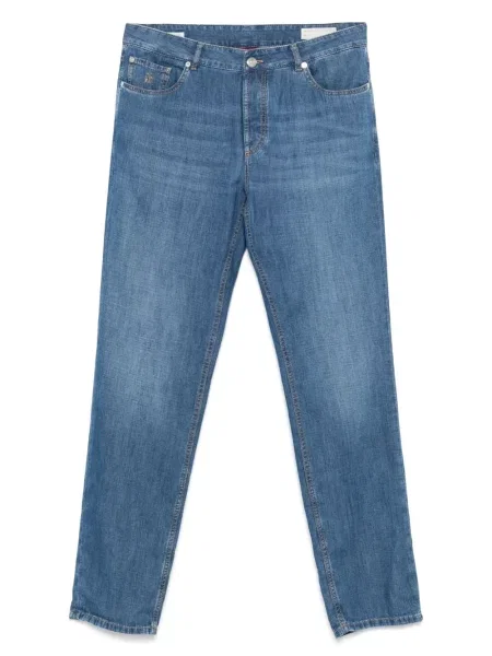 Džíny Brunello Cucinelli s výšivkou modré