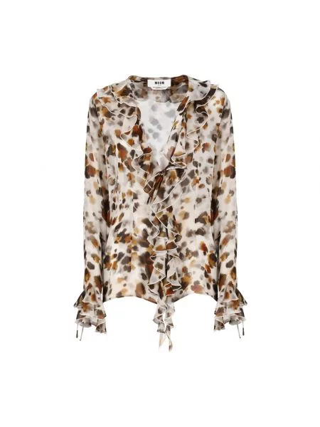 Wielobarwność bluzka Msgm w panterkę beżowa