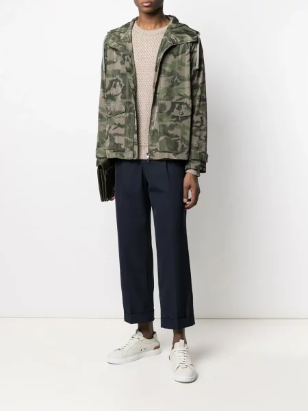 Geacă Herno cu glugă cu imagine cu model camuflaj verde