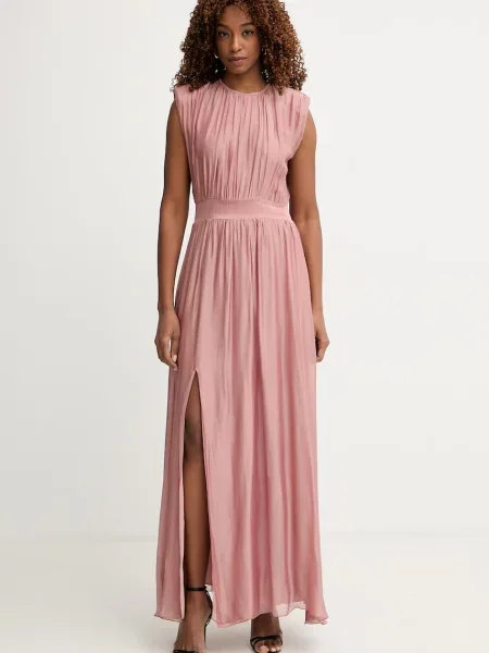 Haveone sukienka z jedwabiem różowa