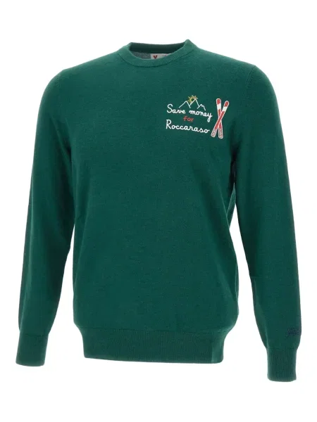 Pulover Mc2 Saint Barth cu decolteu rotund verde