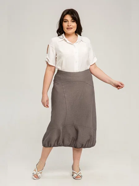 Лляна Спідниця міді All Posa сірий