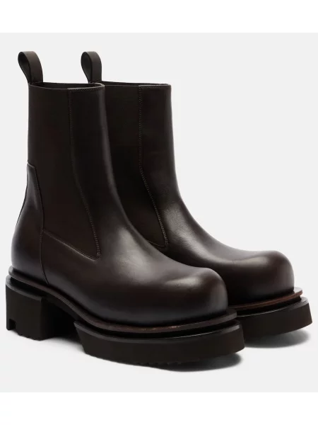 Botine chelsea Rick Owens din piele cu platformă negru