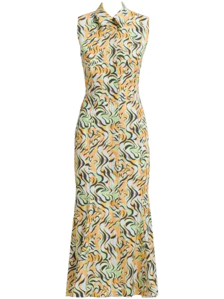 Rochie tip cămașă Marni cu model floral cu imagine portocaliu