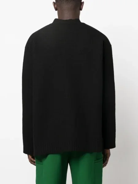 Cardigan Jil Sander de lână cu decolteu în V negru