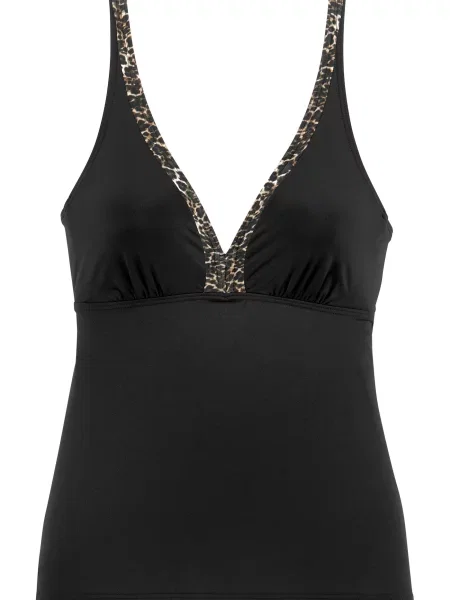 LASCANA Majica za kopanje brez rokavov rjava črna