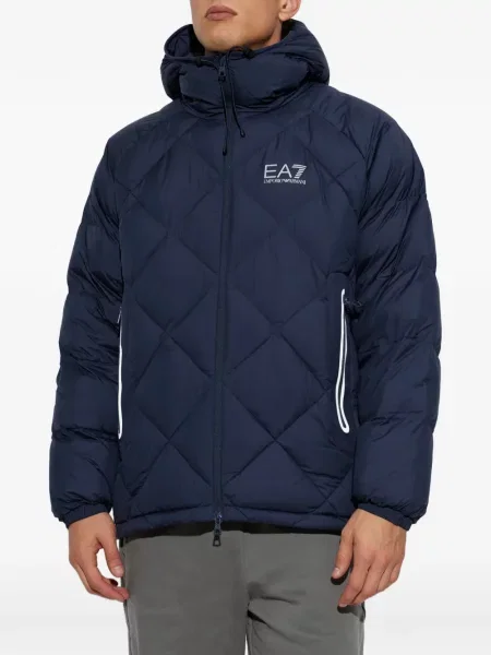 Geacă Ea7 Emporio Armani cu glugă albastru