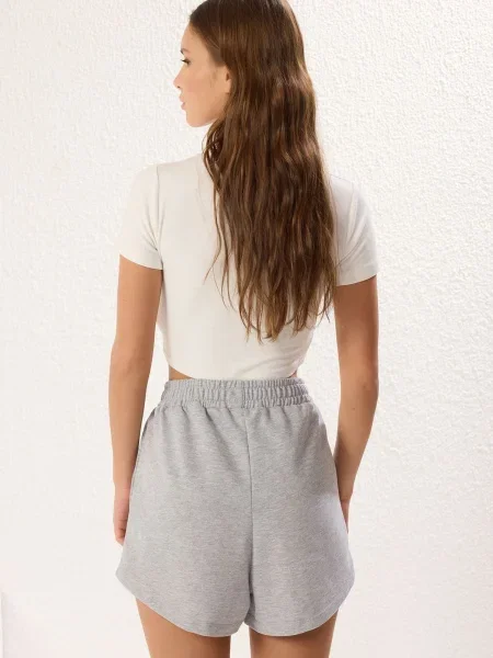 Trendyol Pantaloni gri amestecat negru