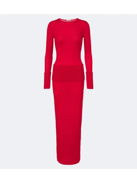 Rochie maxi Alaïa de lână roșu