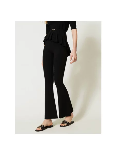 Twinset spodnie dzwony high waist czarny